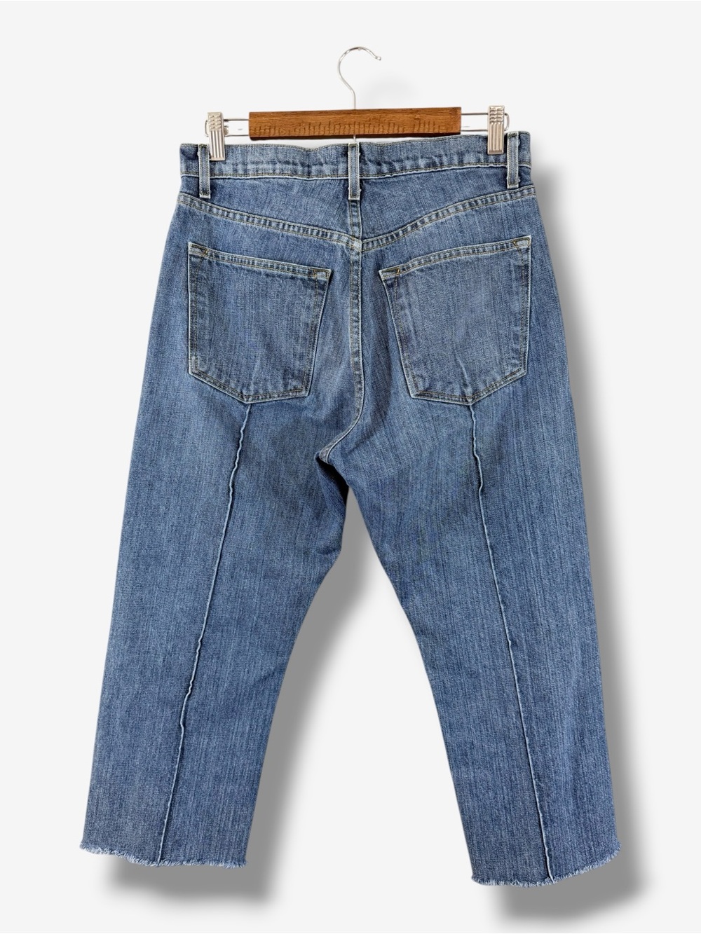 Imogene and Willie Wyatt Cropped Jeans Size 28 Medium Wash Button Fly Raw Hem - Picture 7 of 11